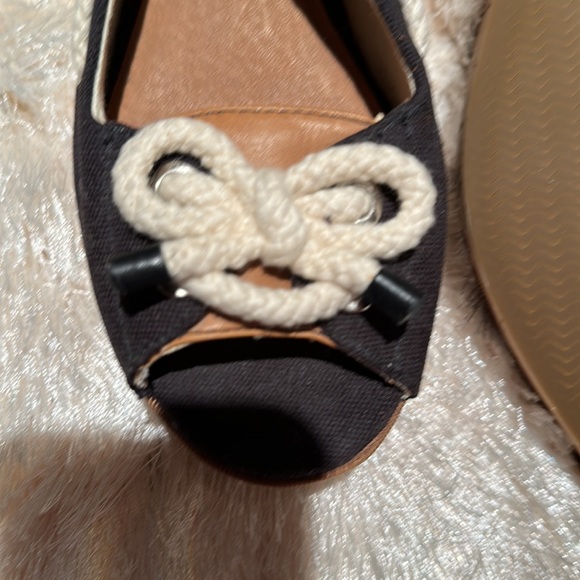 Sperry Nautical Navy Open Toed Wedges. Size 10. - Picture 7 of 8